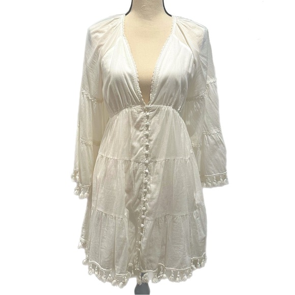 Alice + Olivia Alexandria Open Back Mini Tassel Tunic Dress - Picture 2 of 6